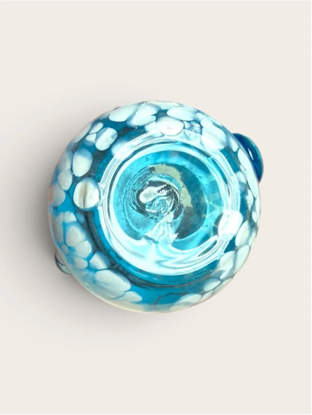 Hand Blown Aqua Blue Art Glass Creamer & Sugar Bowl Set | Studio Glass | Coastal - Picture 6 of 7